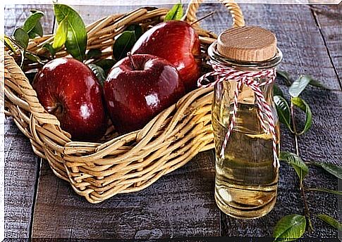 Red apples in wicker basket