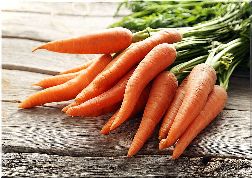 Carrots with beta carotene.