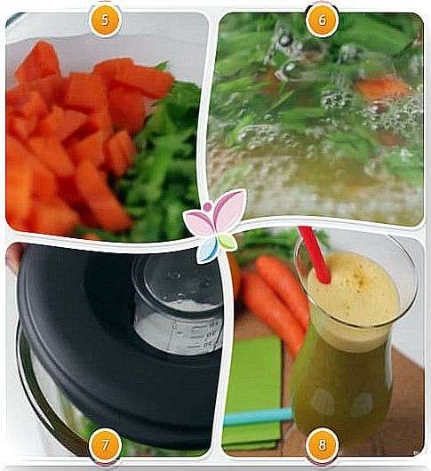 Preparing carrot, orange and parsley juice to lose weight