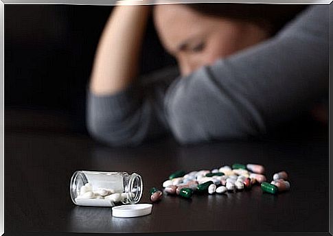 Woman taking antidepressants