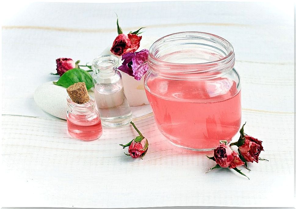 With rose water