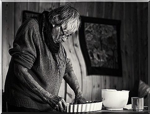 Grandmother cooking.